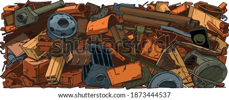 Metal recycling background. Scrap Metal. Cartoon Illustration Foto d'archivio © 
