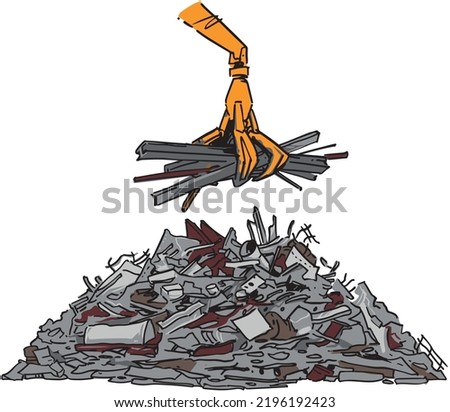 Scrap Gripper and Iron Scrap. Vector Illustration isolated on white background. Foto d'archivio © 