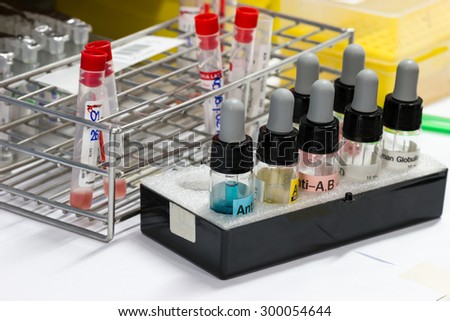 close up  of bottle blood type test kit