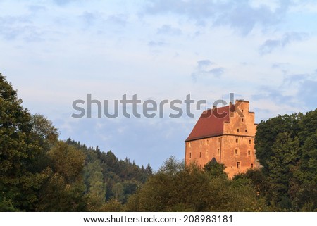 Medieval Gothic Castle Wisentfels in Germany. European Knights Seat