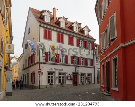 CONSTANCE, GERMANY - NOVEMBER 02 2014: Historical Houses in Constance in Baden Wurttemberg, Germany