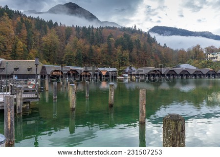Landscape Picture from the lake Koenigssee in Berchtesgaden in southern Bavaria, Germany near Austria
