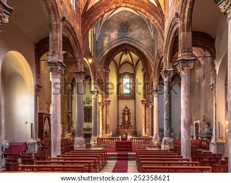 PALERMO, ITALY - JUNE 27 2013: Palermo, Italy Church Interior