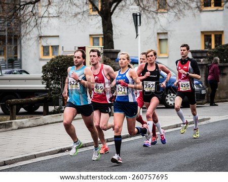BAMBERG, GERMANY - MARCH 15 2015: Kaiserdomlauf, traditional long distance race event in the City of Bamberg in Bavaria, Germany in March 2015