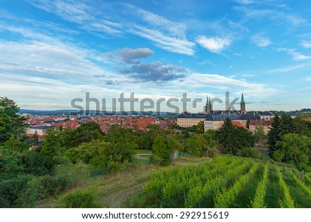 Hills of Bamberg. Lovely green hills in the city of Bamberg, Germany on a hot summer day with historical buildings
