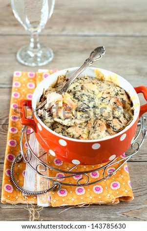 Fish Rillette baked with Rice and Cheese