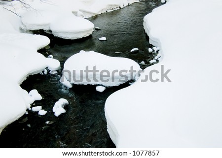 Snow island in the river