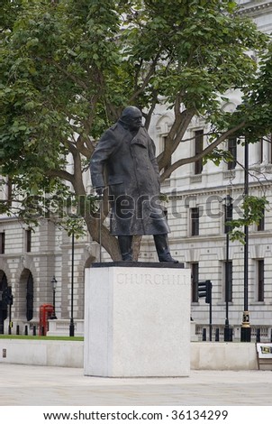 Winston Churchill statue (British prime minister throughout the second world war). London UK