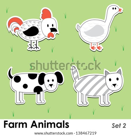 farm animals: cat, dog, cock, goose. eps10