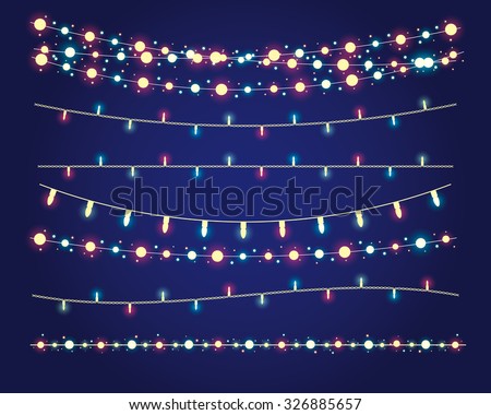 christmas lights festive decorations. vector set eps10