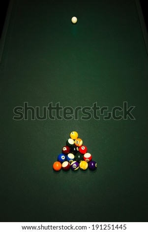 Table for billiards and ball top view