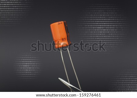 Detail of capacitor in black background