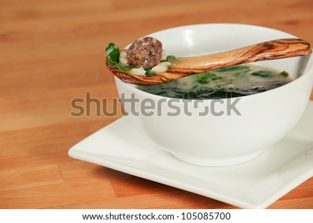 Bowl of Italian Wedding Meatball Soup