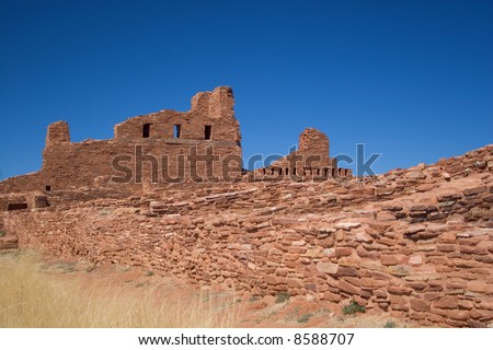 Horizontal view of the Abo Pueblo Ruins in Central New Mexico
