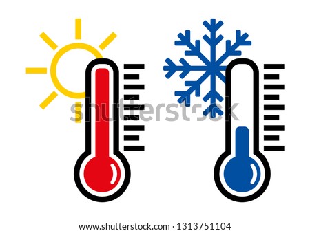 Thermometer icon or temperature symbol or emblem, vector and illustration