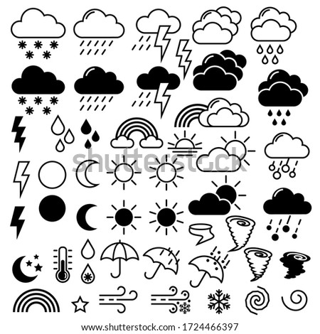 Weather flat icons. line theme symbols isolated on white background