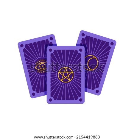 Mystical esoteric cards icon. Flat illustration of three taro cards with isolated on a white background. Fortune telling concept. Vector 10 EPS.