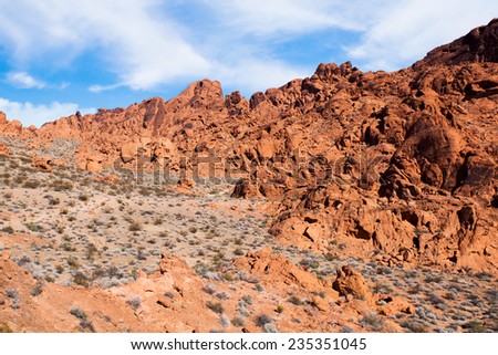 Valley of Fire State Park near Las Vegas, Nevada. Red rocks after which the park gets its name