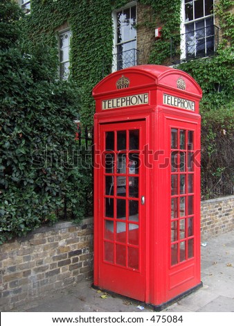 Red traditional British telephone kiosk in East London