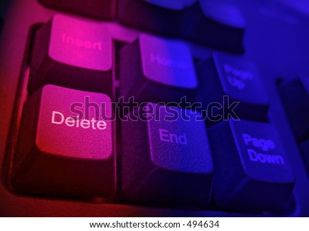 illuminated delete key and keyboard