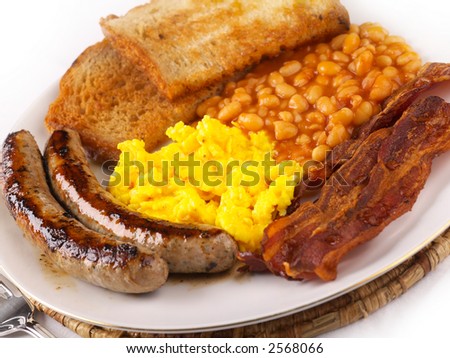 English  style fill cooked Breakfast.  Shallow focus.