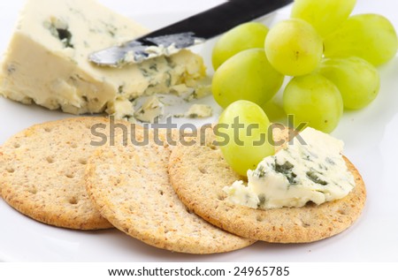 Blue Cheese biscuits and grapes