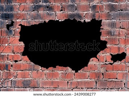 Similar – Image, Stock Photo Large holes in the plaster on a brick wall, from which a small green plant grows