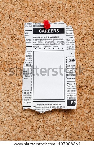 Fake Classified Ad, newspaper, Career concept.