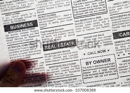 Fake Classified Ad, transparent newspaper, business concept.