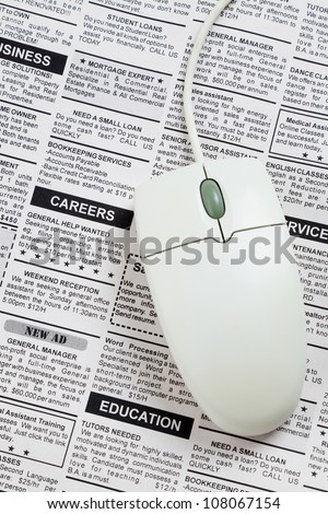 Fake Classified Ad, newspaper, job concept.