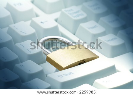 lock replacing the enter key, concept of computer safety