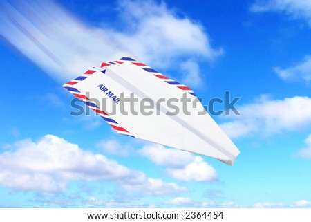 envelope paper airplane,airmail concept