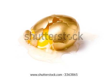isolated broken golden egg, concept of financial risk