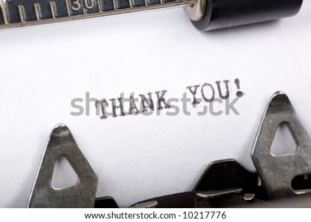 Typewriter close up shot, concept of Thank you