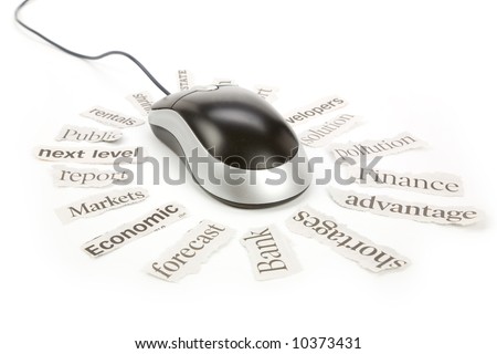 Newspaper Headlines and Computer mouse, concept of online news