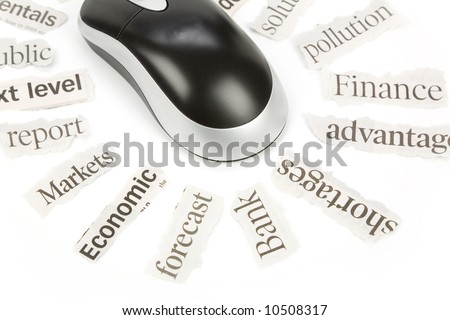 Newspaper Headlines and Computer mouse, concept of online news