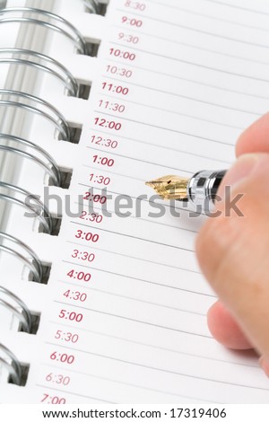 Calendar agenda, schedule, close up shot for background