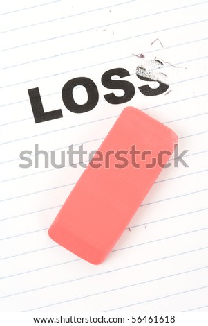 eraser and word loss, concept of Reduce financial loss