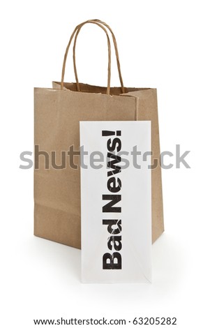 Bad News and shopping bag, concept of Finance Problems