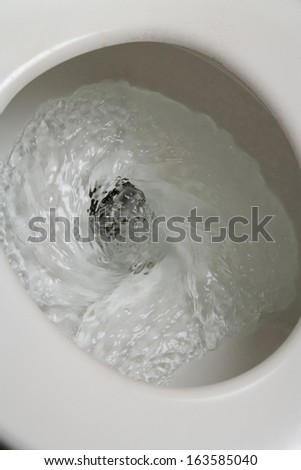 Toilet, Flushing Water, close up