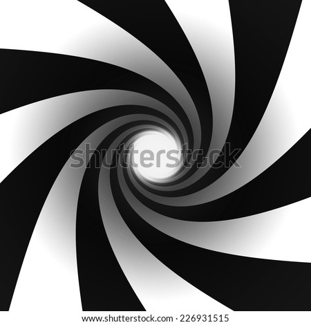 black and white spiral light at end of tunnel