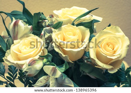 A bouquet of roses. Vintage styled.