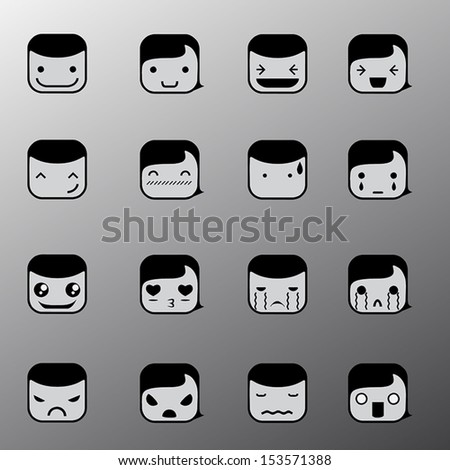 Set of simple emotion face symbols icons. different emotions