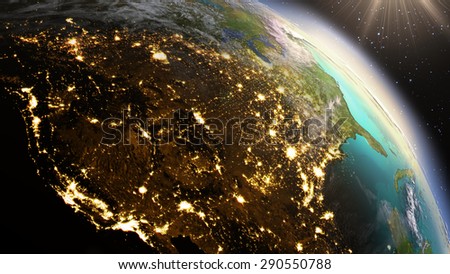 Planet Earth North America zone. Elements of this image furnished by NASA