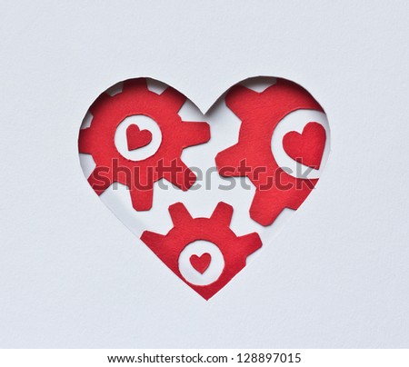 Heart with gears of love.\
Concept for inner love, love mechanics. Love - best medicine for heart problems.