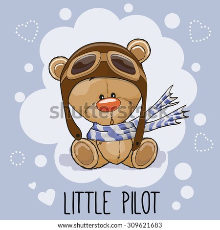 Cute cartoon Teddy Bear in a pilot hat