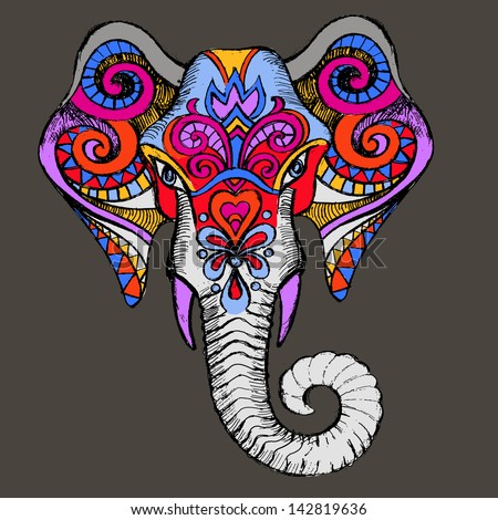 Elephant .African Mask Stock Vector Illustration 142819636 : Shutterstock