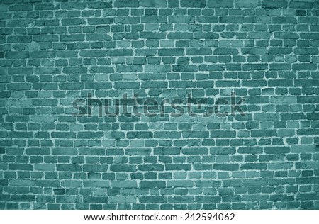 Blue / green  brick wall (background, wallpaper, bricks)