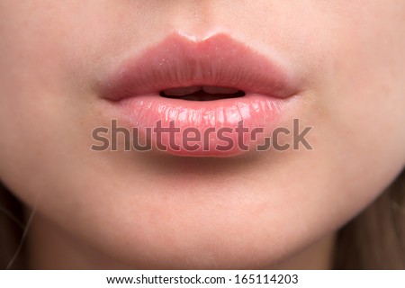 beautiful lips with shiny lipstick
