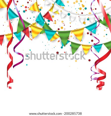 Festive Background with Buntings and Confetti 2